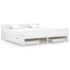vidaXL Sengeramme med 4 skuffer hvit heltre furu 180x200 cm