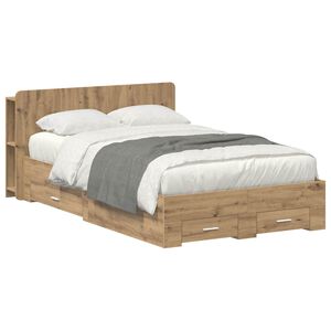 vidaXL Sengeramme med oppbevaring Artisan eik 120 x 190 cm