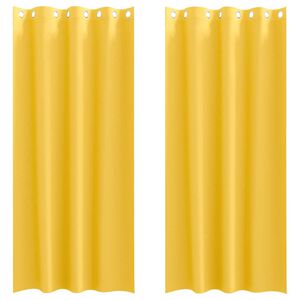vidaXL M&oslash;rkleggende Gardiner med Ringer 2 pcs Sennepsgul 245 x 140 cm