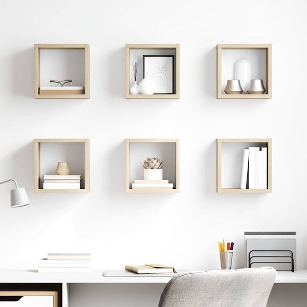 vidaXL Vegghyller kubeformet 6 stk sonoma eik 22x15x22 cm