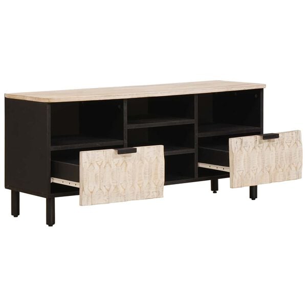 vidaXL TV-skap Hvit Vask Finish 100 x 33 x 46 cm Massiv mango tre