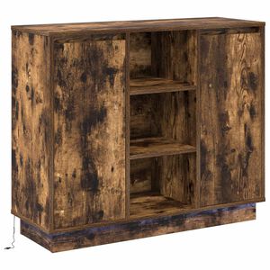 vidaXL LED sideboard R&oslash;kt eik 90 x 32 x 75 cm Konstruert tre