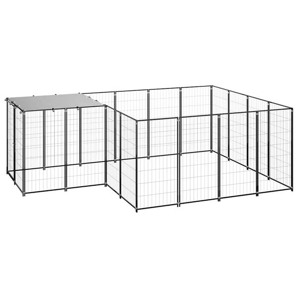 vidaXL Hundegård svart 6,05 m² stål