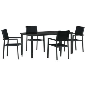 vidaXL Hage Spisegruppe 5 pcs Svart Pulverlakkert st&aring;l