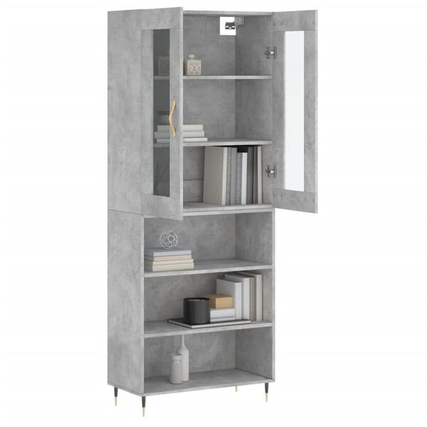 vidaXL Highboard betonggrå 69,5x34x180 cm konstruert tre