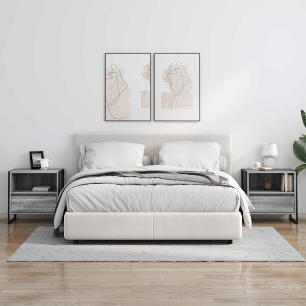 vidaXL Nattbord med skuff Gr&aring; Sonoma 50 x 39,5 x 50 cm Konstruert tre