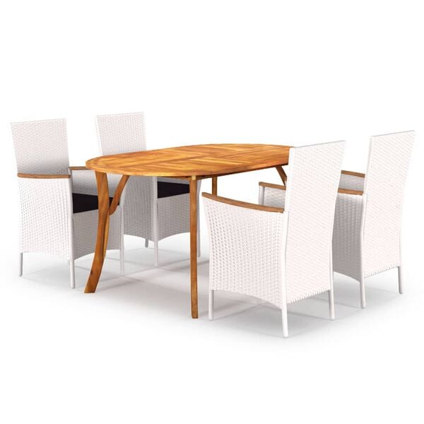 vidaXL Utend&oslash;rs spisestue 5 deler hvit