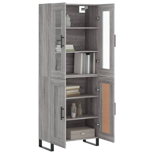 vidaXL Highboard gr&aring; sonoma 69,5x34x180 cm konstruert tre