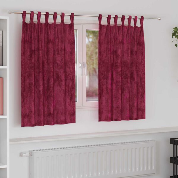 vidaXL Fløyel Gardiner med gardiner 2 pcs Vinrød 140 x 140 cm Fløyel