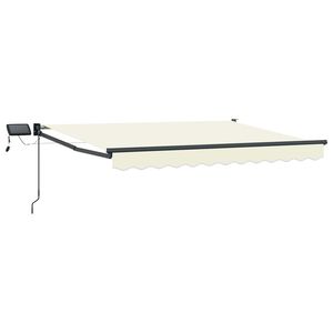 vidaXL Manuell utvidbar markise med LED-lamper Krem 2,5 x 2 m