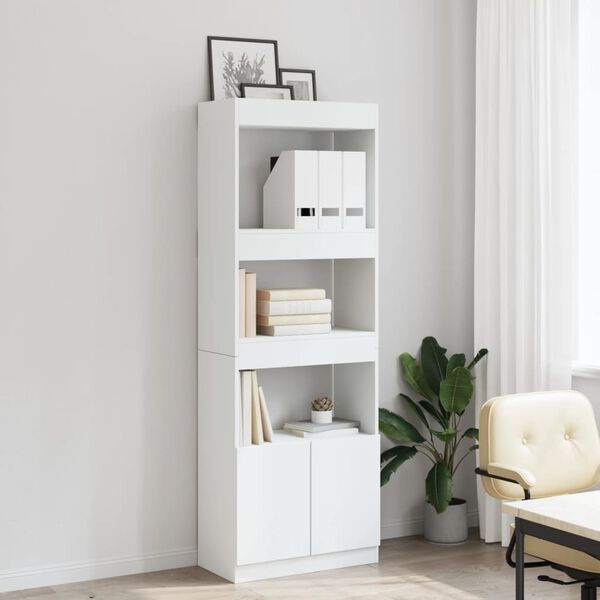 vidaXL Highboard hvit 63x33x180 cm konstruert tre