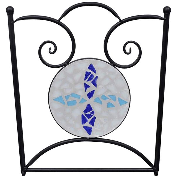 vidaXL Sammenleggbare bistrostoler 2 stk keramikk blå og hvit