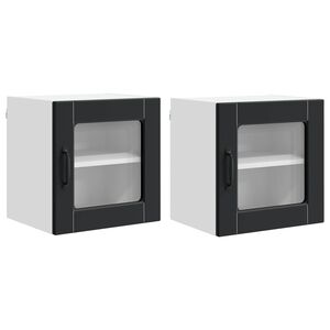 vidaXL Kj&oslash;kkenskap med d&oslash;r 2 pcs Svart 40 x 31 x 40 cm Konstruert tre