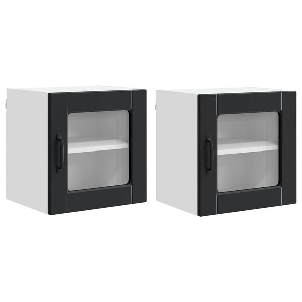 vidaXL Kj&oslash;kkenskap med d&oslash;r 2 pcs Svart 40 x 31 x 40 cm Konstruert tre