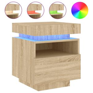 vidaXL Nattbord med LED sonoma eik 40x39x48,5 cm