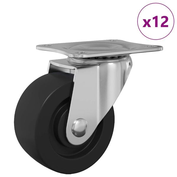 vidaXL Svinghjul 12 pcs s&oslash;lv 60 x 60 x 50 mm Jern og nylon