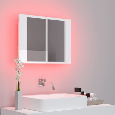 vidaXL LED-speilskap høyglans hvit 60x12x45 cm akryl