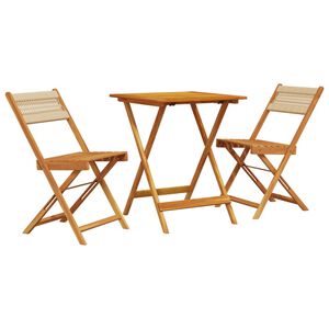 vidaXL Bistrosett 3 deler beige polypropylen og heltre