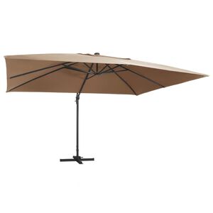 vidaXL Hengende hageparasoll LED og aluminiumsstang 400x300 cm gr&aring;brun