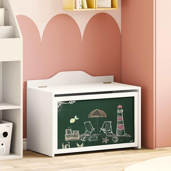 vidaXL Boks med lagringsplass og tavle foran ROROS Hvit Konstruert tre