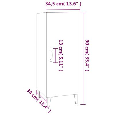 vidaXL Skjenk høyglans hvit 34,5x34x90 cm konstruert tre