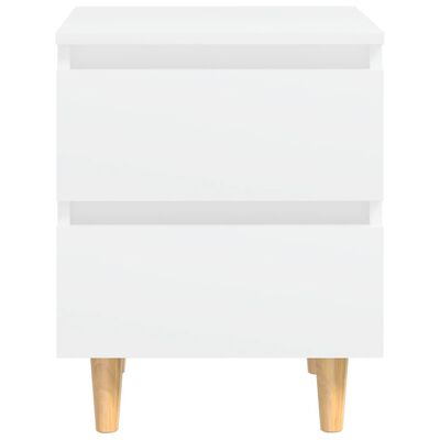 vidaXL Nattbord med heltre furuben hvit 40x35x50 cm