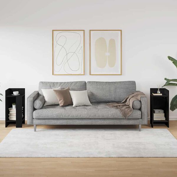 vidaXL Sidebord 2 stk med hylle svart 25,5x27x60 cm