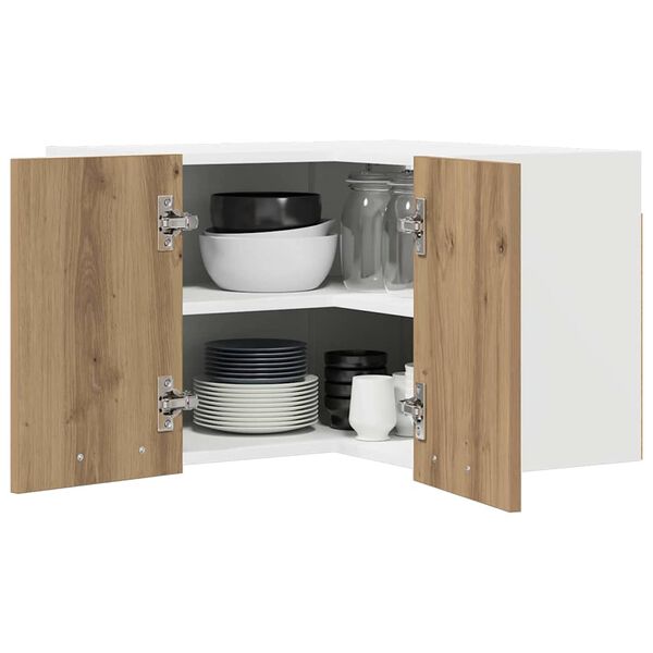 vidaXL Hengende skap med lagring Artisan eik og hvit 57 x 57 x 40 cm
