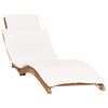 vidaXL Sammenleggbar solseng med kremhvit pute heltre teak