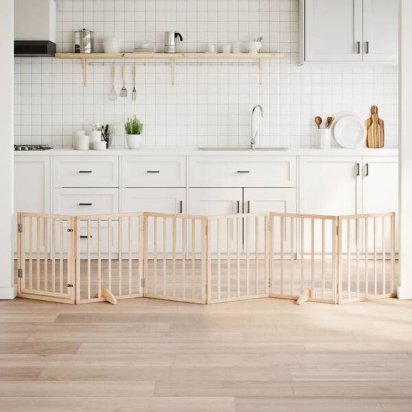 vidaXL Hundegrind med d&oslash;r sammenleggbar 6 paneler 300 cm poppeltre