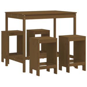 vidaXL Hagebarsett 5 deler honningbrun heltre furu