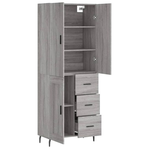 vidaXL Highboard gr&aring; sonoma 69,5x34x180 cm konstruert tre