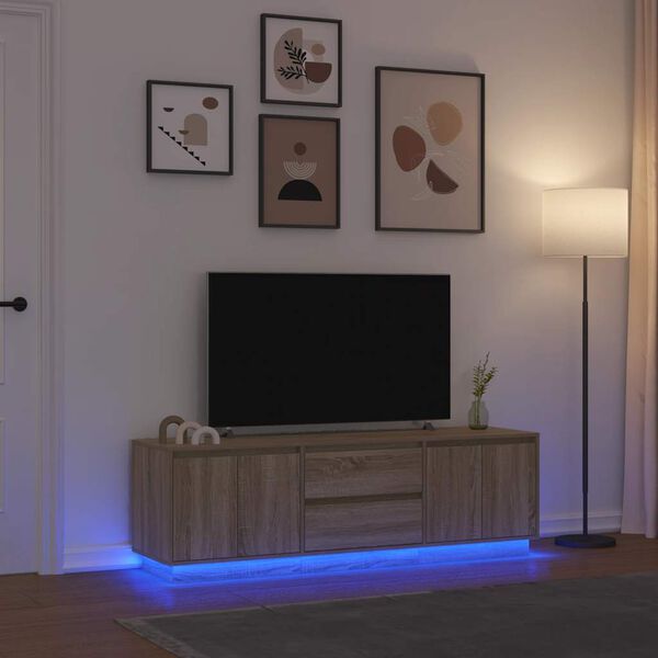 vidaXL TV-benk med LED-lys sonoma eik 160,5x41x50 cm
