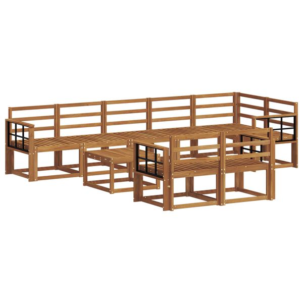 vidaXL Utend&oslash;rs sofa-sett 9 pcs Naturlig Solid akasietre