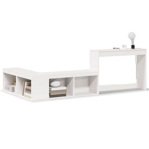 vidaXL Nattbord med skrivebord hvit 232x122x75 cm heltre furu
