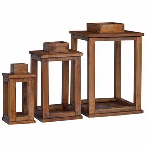 vidaXL Lanterne 3 stk. Naturlig 30 x 30 x 44 cm Mahogni Tre