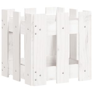 vidaXL Plantekasse med gjerdedesign hvit 30x30x30 cm heltre furu