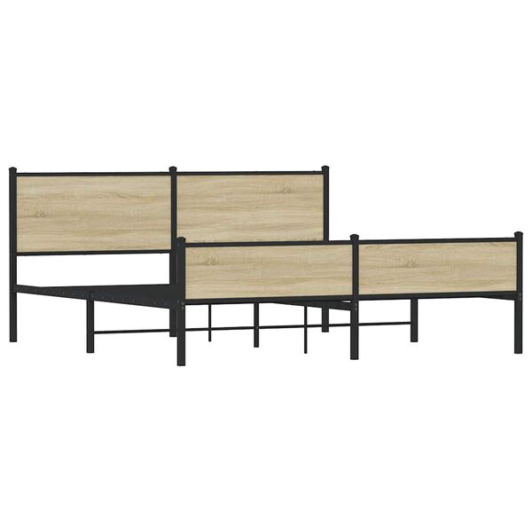 vidaXL Sengeramme i metall uten madrass sonoma eik 183x213 cm