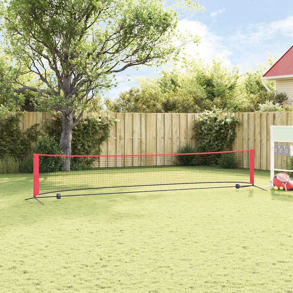 vidaXL Tennis Nett Svart og R&oslash;d 494,5 x 90 x 87 cm Polyester