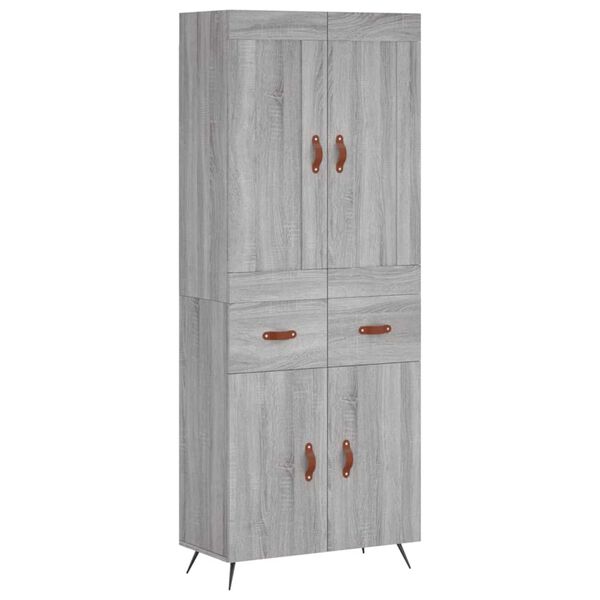 vidaXL Highboard gr&aring; sonoma 69,5x34x180 cm konstruert tre