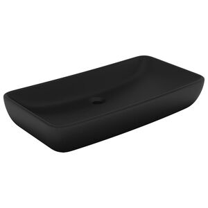 vidaXL Luksuri&oslash;s servant firkantet matt svart 71x38 cm keramikk