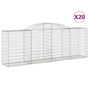 vidaXL Gabionkurver buede 20 stk 300x50x100/120 cm galvanisert jern