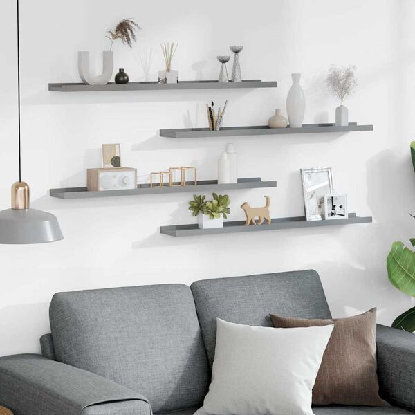 vidaXL Vegghyller 4 stk gr&aring; 80x9x3 cm