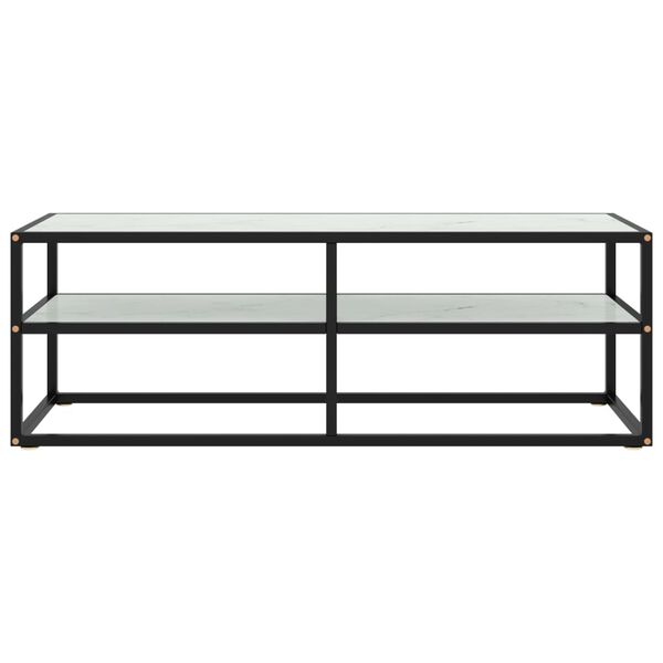 vidaXL TV-kabinett svart med hvitt marmorglass 120x40x40 cm