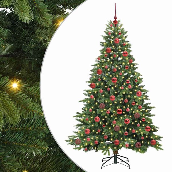 vidaXL Kunstig juletre med 300 LED med stativ gr&oslash;nn 180 cm PE og PVC