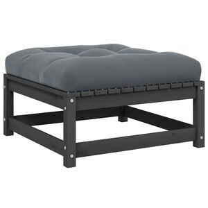 vidaXL Utend&oslash;rs fotskammel med pute gr&aring; heltre furu