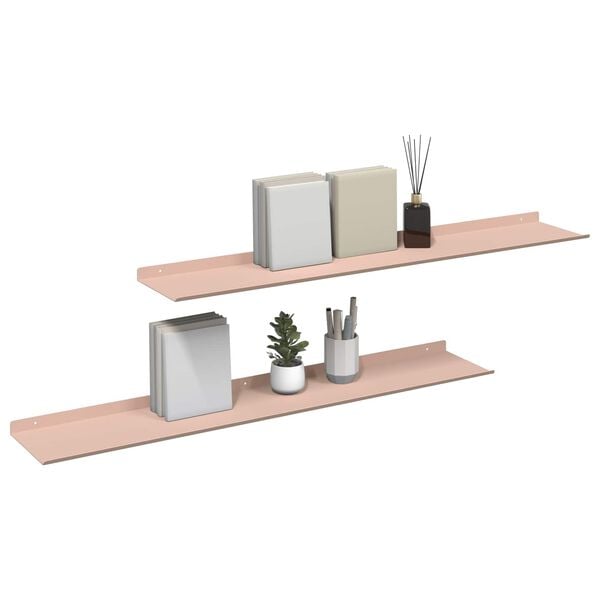 vidaXL Flytende hylle Veggmontert 2 pcs Rosa 100 x 18 x 2,5 cm St&aring;l