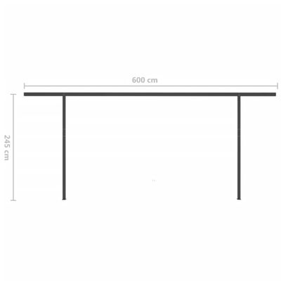 vidaXL Manuell uttrekkbar markise med stolper 6x3,5 m antrasitt
