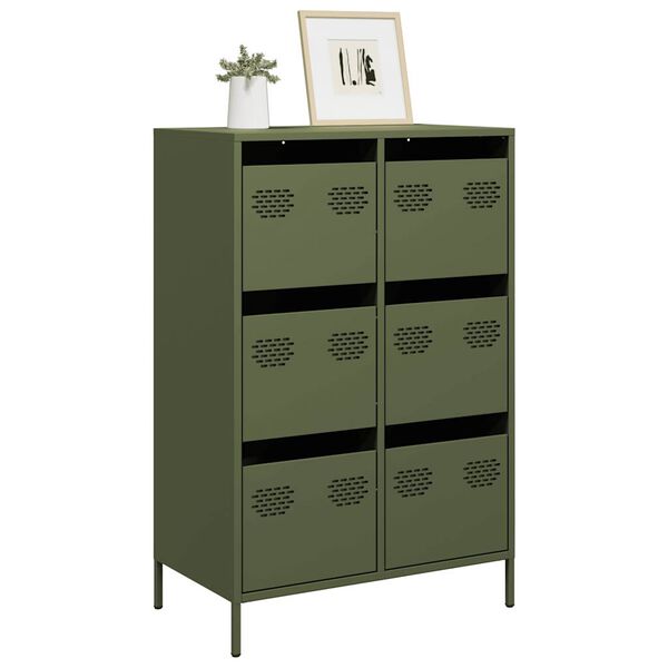 vidaXL Highboard olivengrønn 68x39x101,5 cm stål