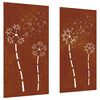 vidaXL Veggdekorasjoner hage 2 stk 105x55 cm cortenst&aring;l blomsterdesign